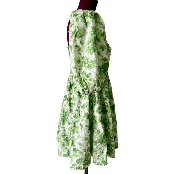 Abercrombie & Fitch Emerson Ruched Floral Mini Dress size M Cream Green - Picture 10 of 10